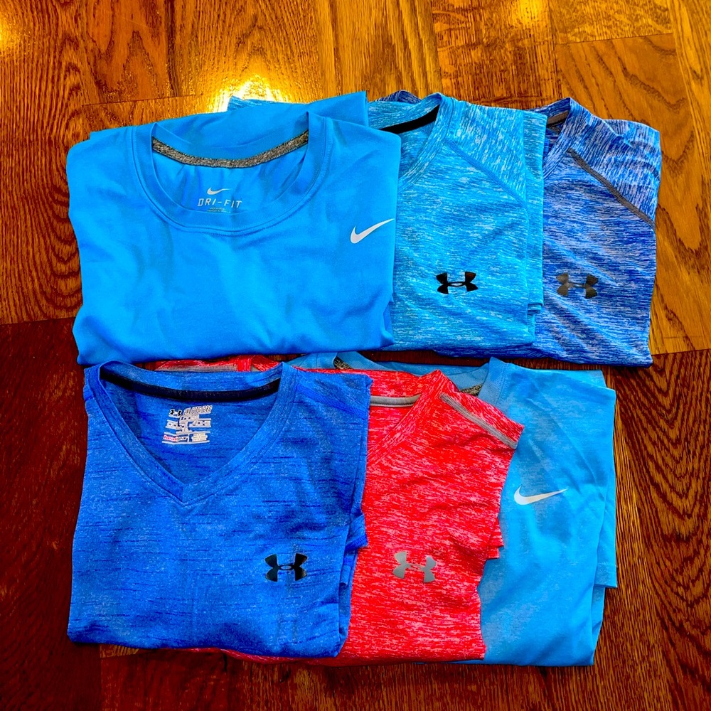 Lot of 6 Under Armour/Nike 2XL Athletic Workout Shirts! Like new!